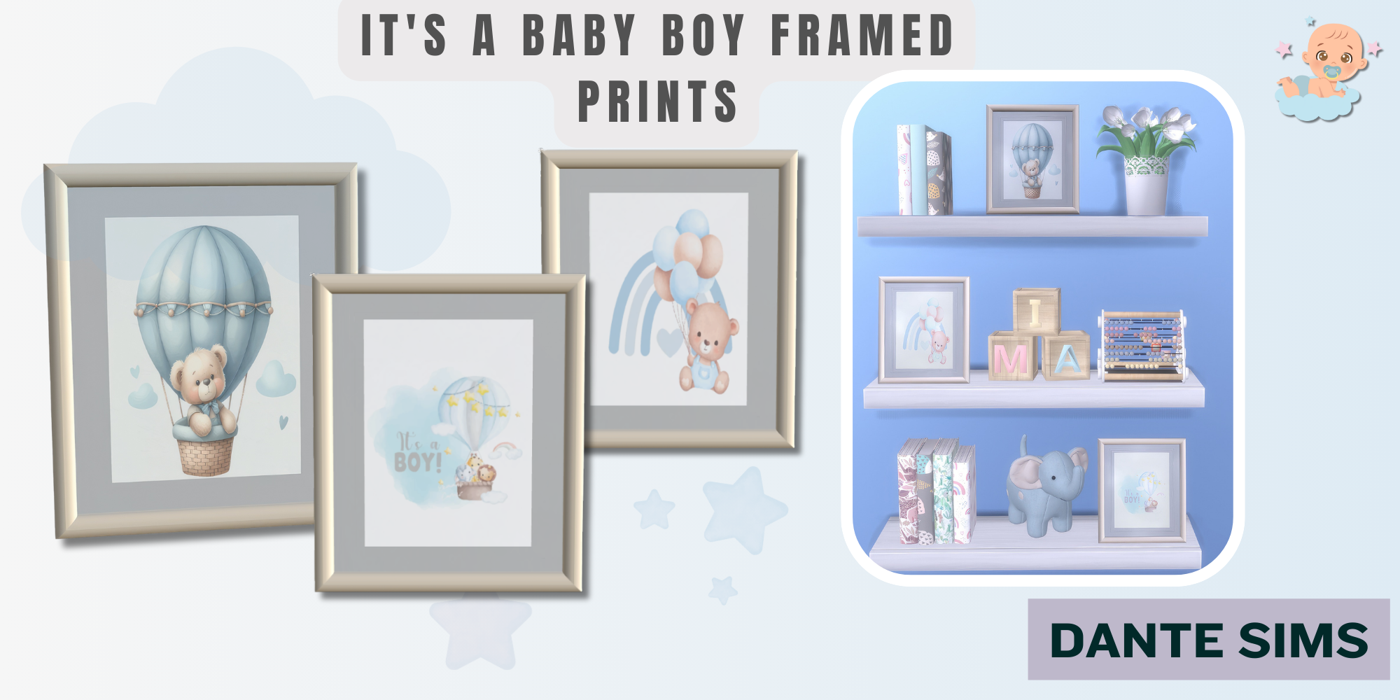 Baby boy framed prints mod for The Sims 4 