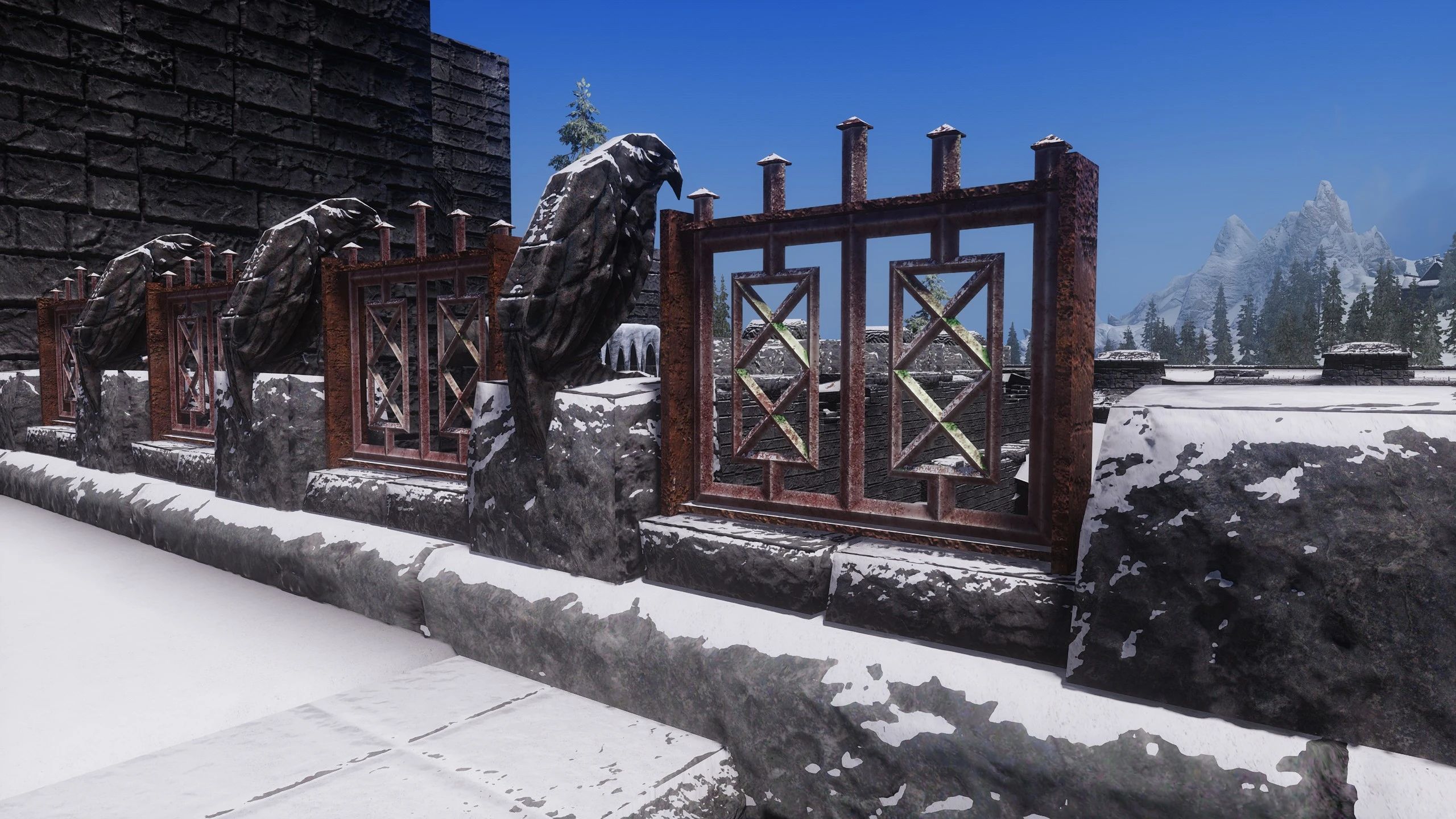Windhelm Fence 3D Retextured mod for The Elder Scrolls V: Skyrim Special Edition