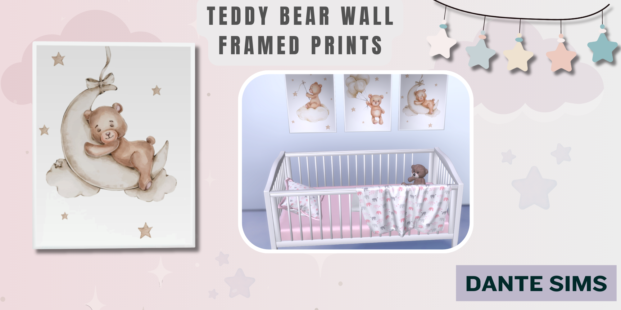 Teddy bear wall prints mod for The Sims 4 