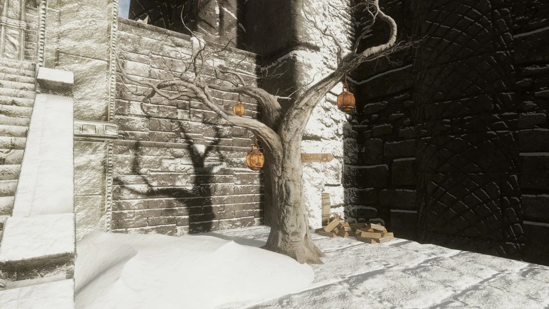 Ivy Snowy Windhelm Walkway mod for The Elder Scrolls V: Skyrim Special Edition