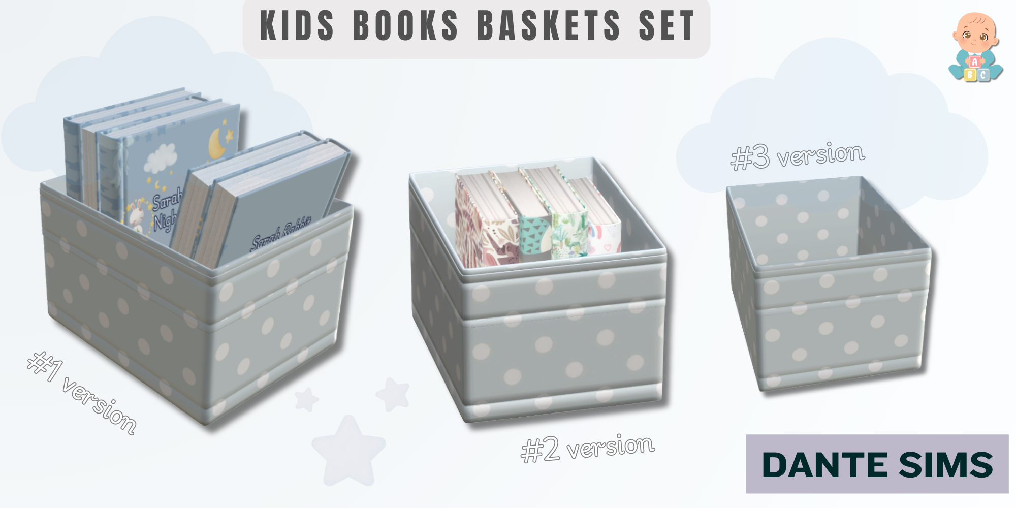 Kids book baskets set mod for The Sims 4 