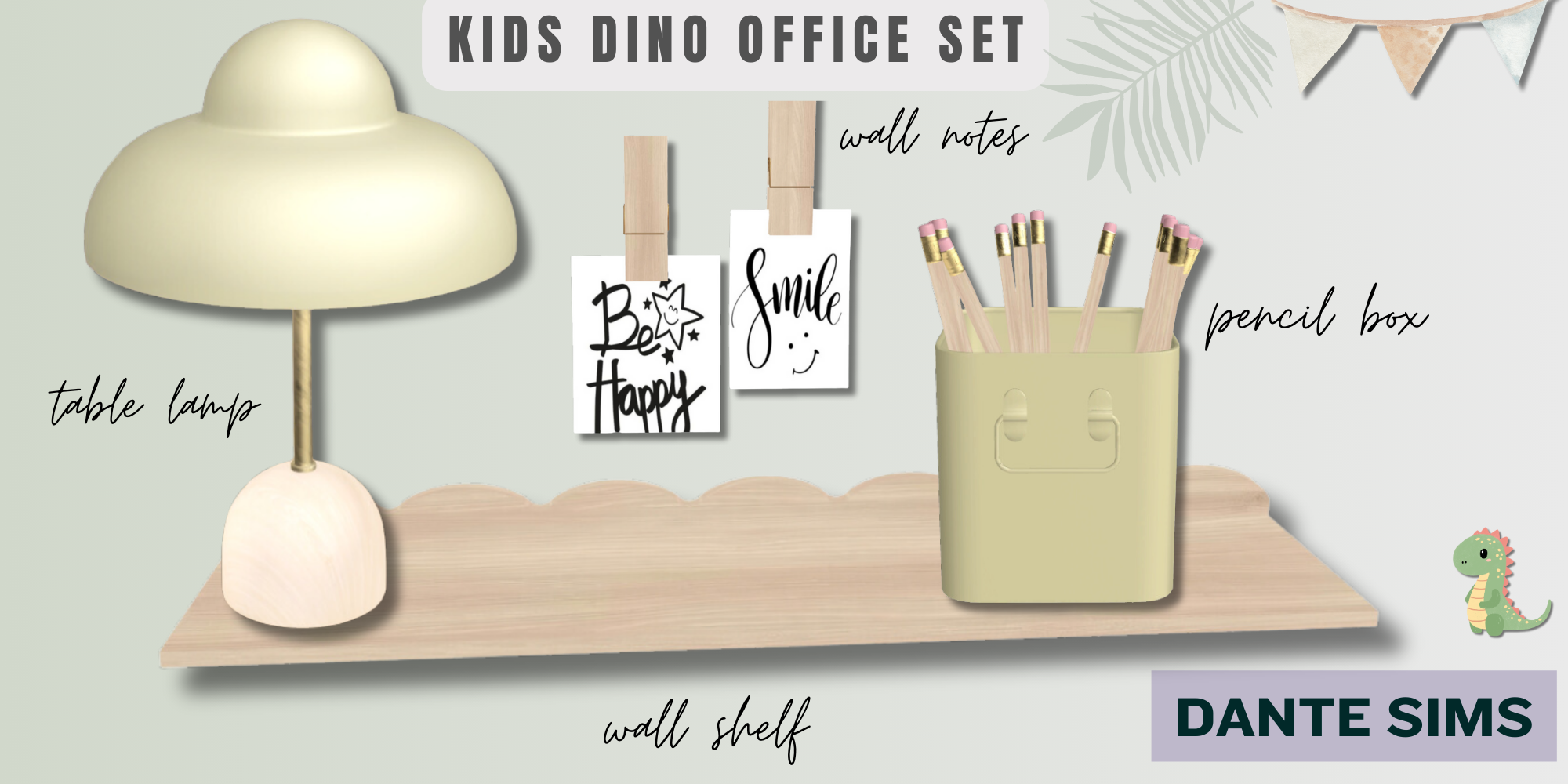 Kids Dino office set   mod for The Sims 4 