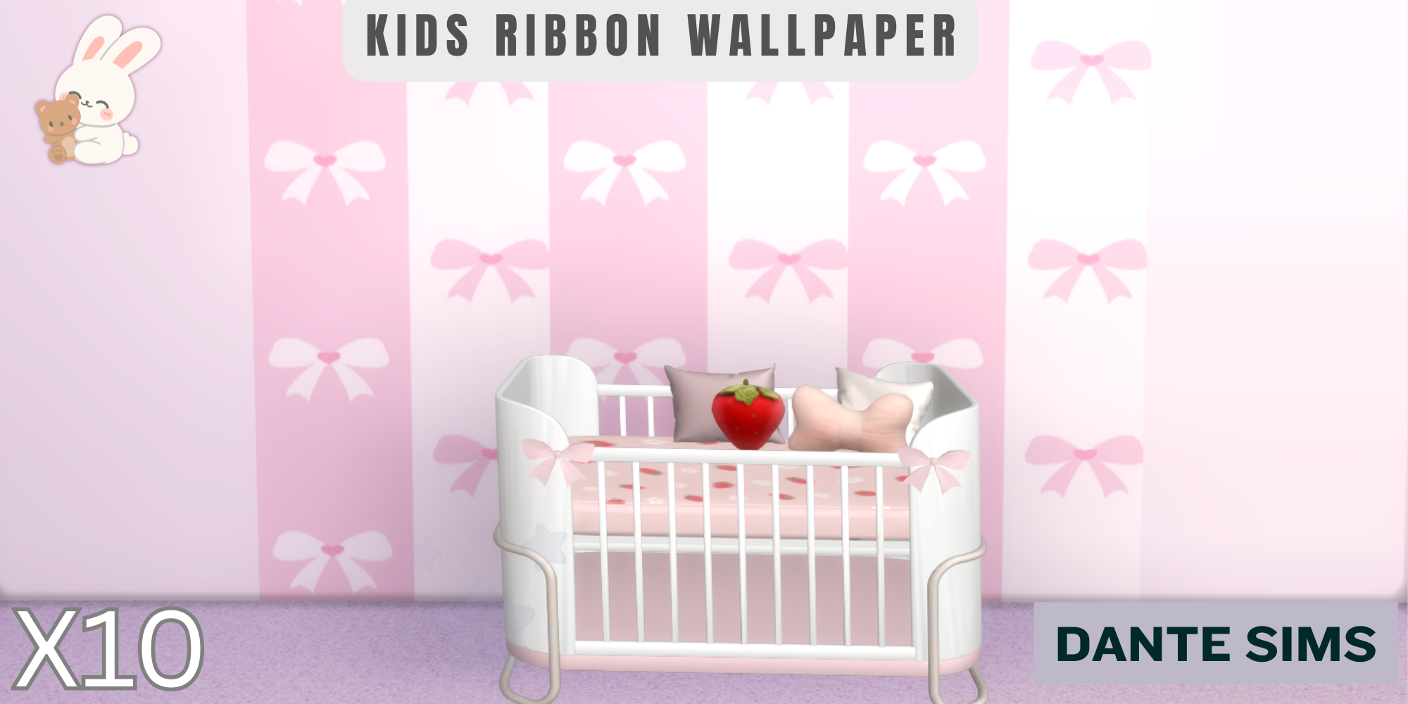 Kids ribbon wallpaper mod for The Sims 4 
