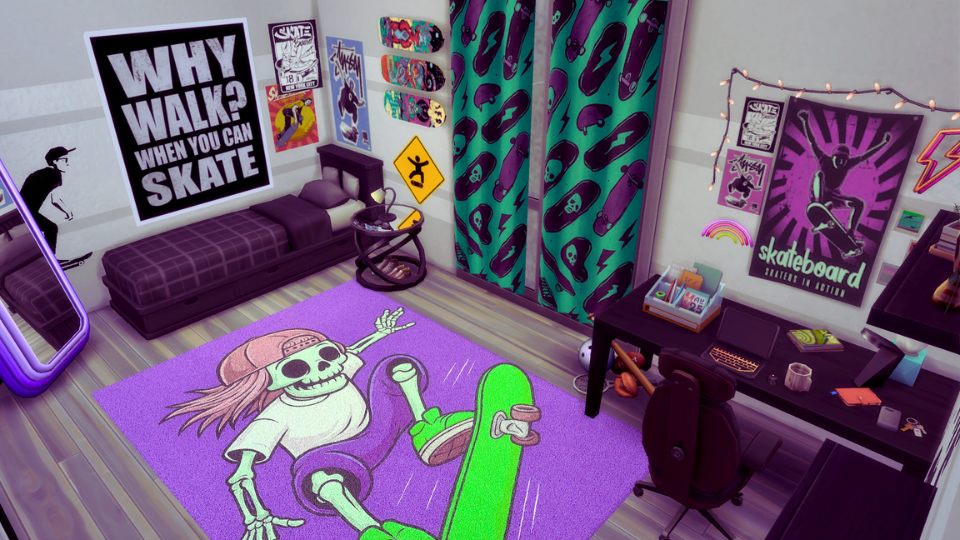 Skateboard Teen Room mod for The Sims 4 