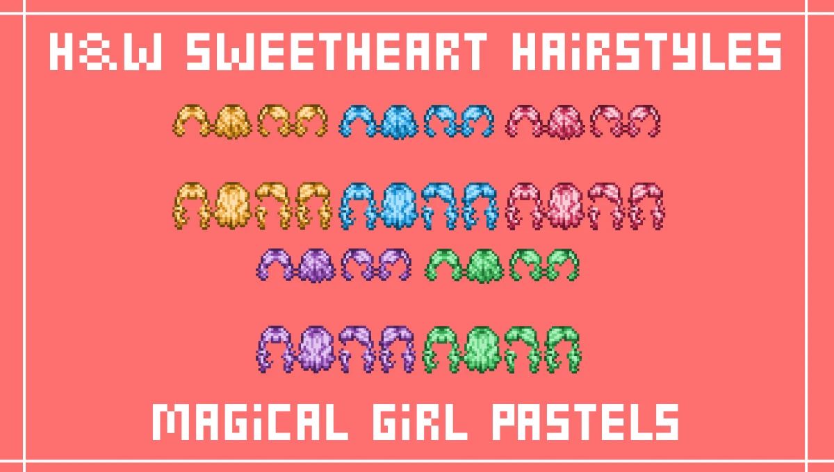 HxW Sweetheart Hairstyles - Magical Girl Pastels Edition mod for Stardew Valley