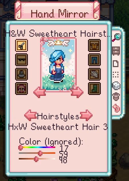 HxW Sweetheart Hairstyles - Magical Girl Pastels Edition mod for Stardew Valley