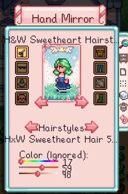 HxW Sweetheart Hairstyles - Magical Girl Pastels Edition mod for Stardew Valley