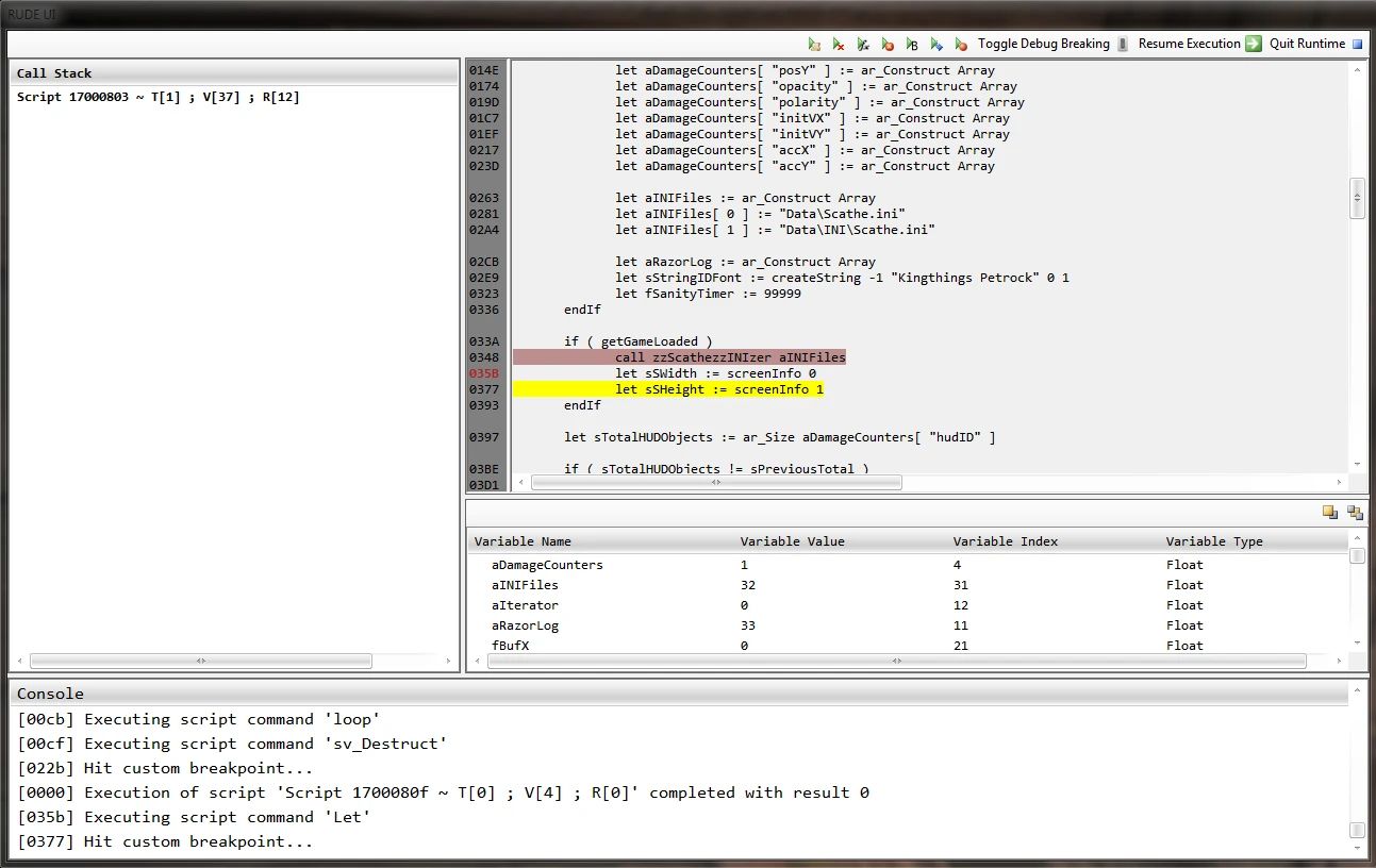 RuntimeDEbugger mod for The Elder Scrolls IV: Oblivion