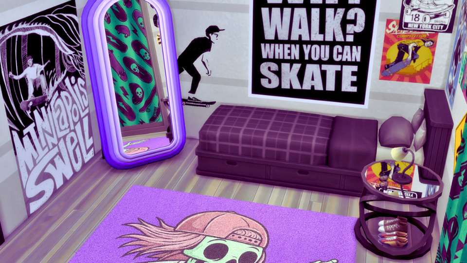 Skateboard Teen Room mod for The Sims 4 