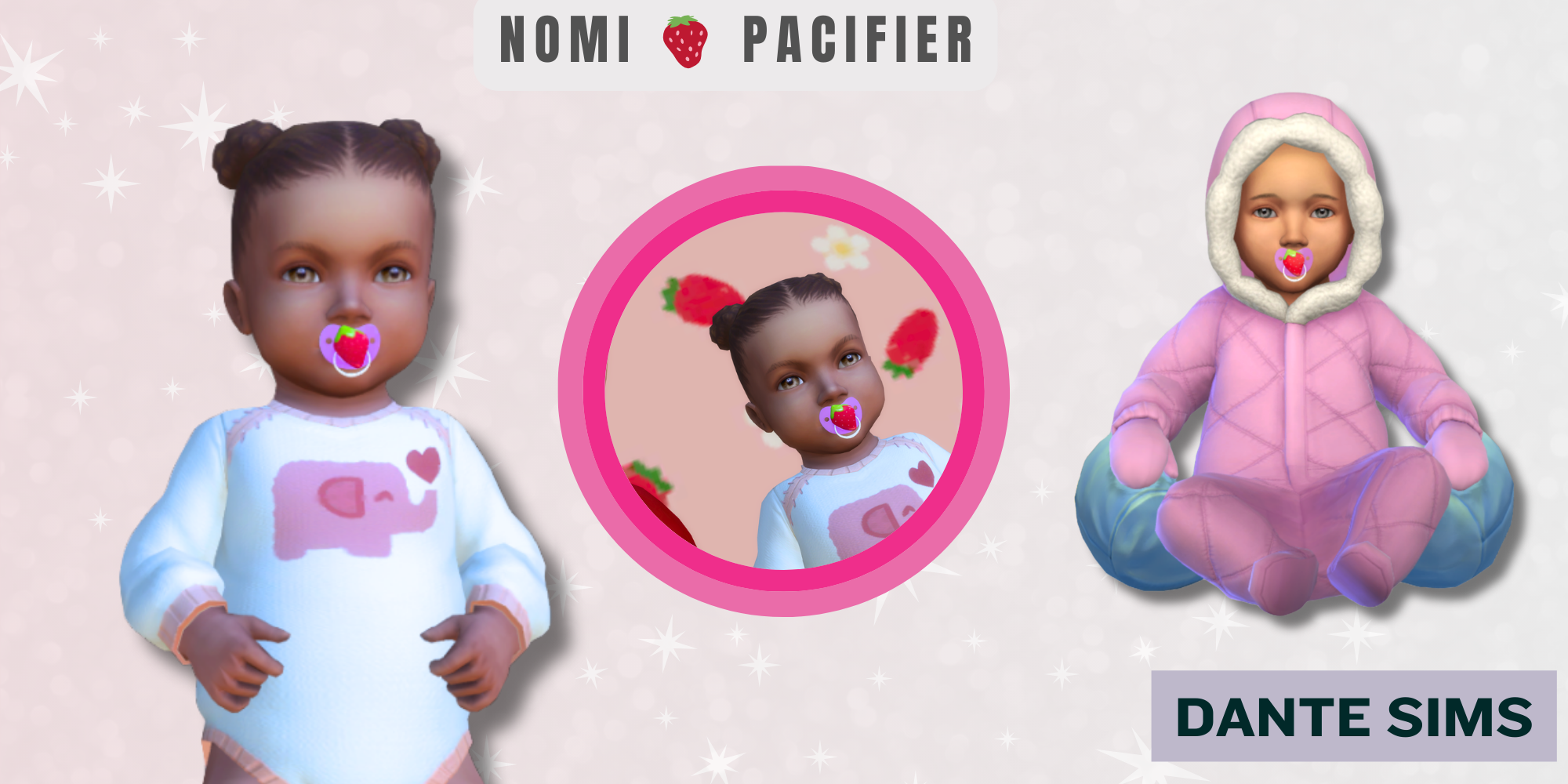 Nomi Strawberry pacifier  mod for The Sims 4 