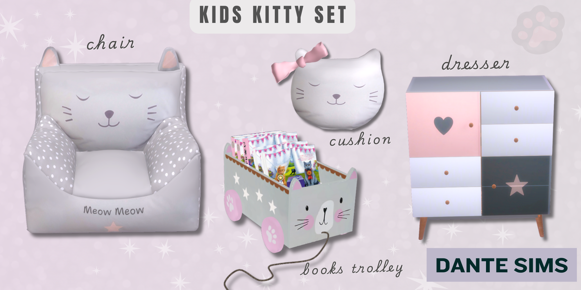 Kids kitty set mod for The Sims 4 