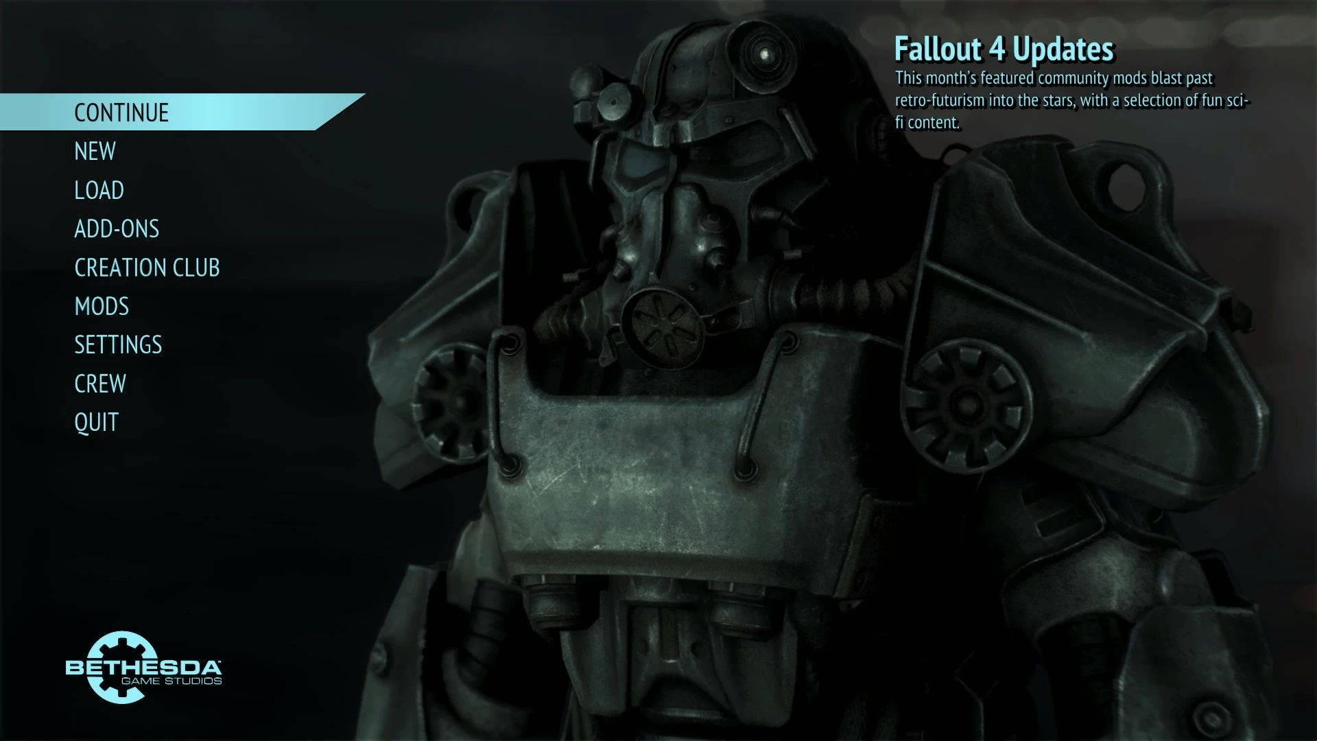 Power Armor Main Menu mod for Fallout 4