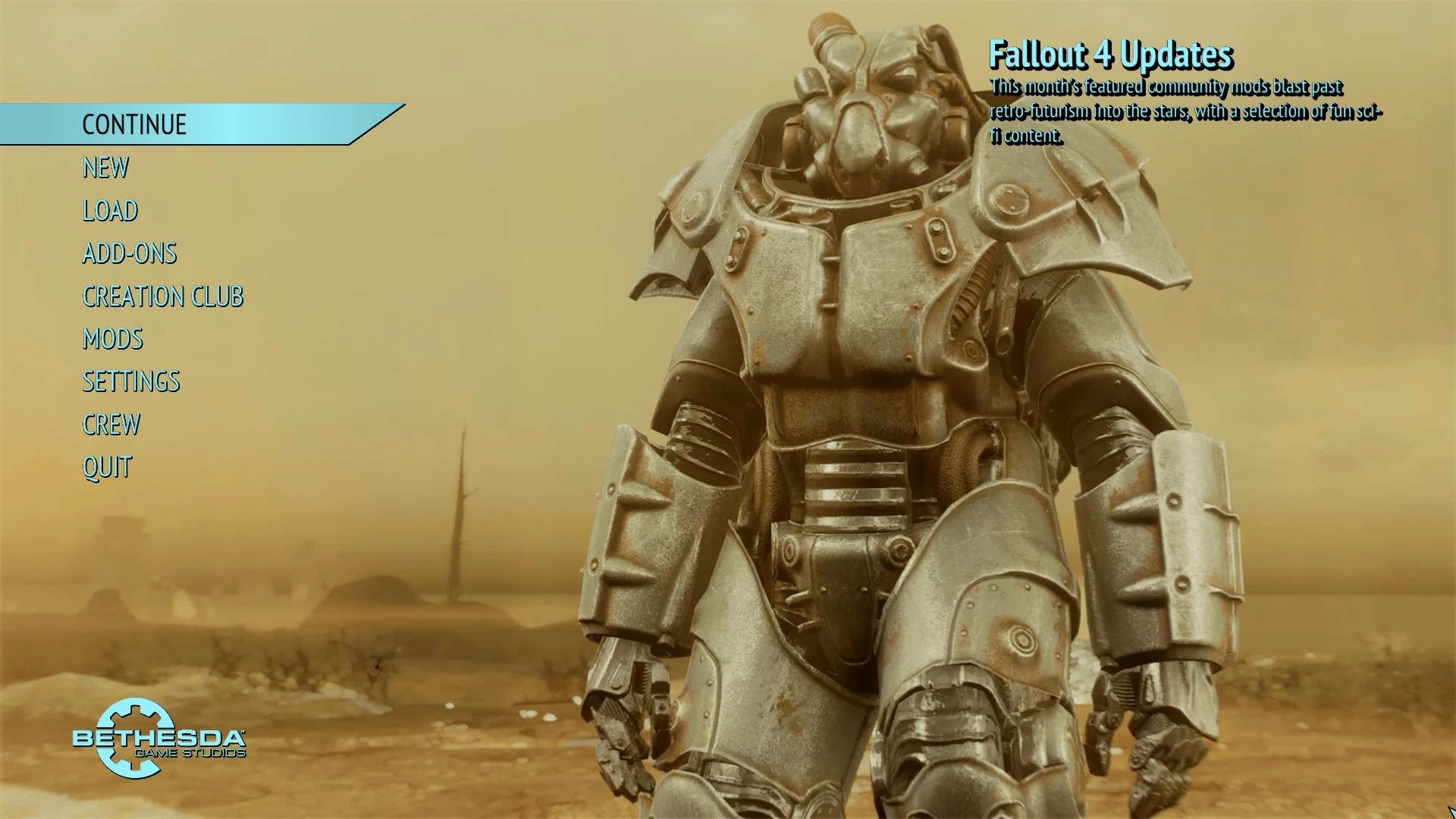 Power Armor Main Menu mod for Fallout 4