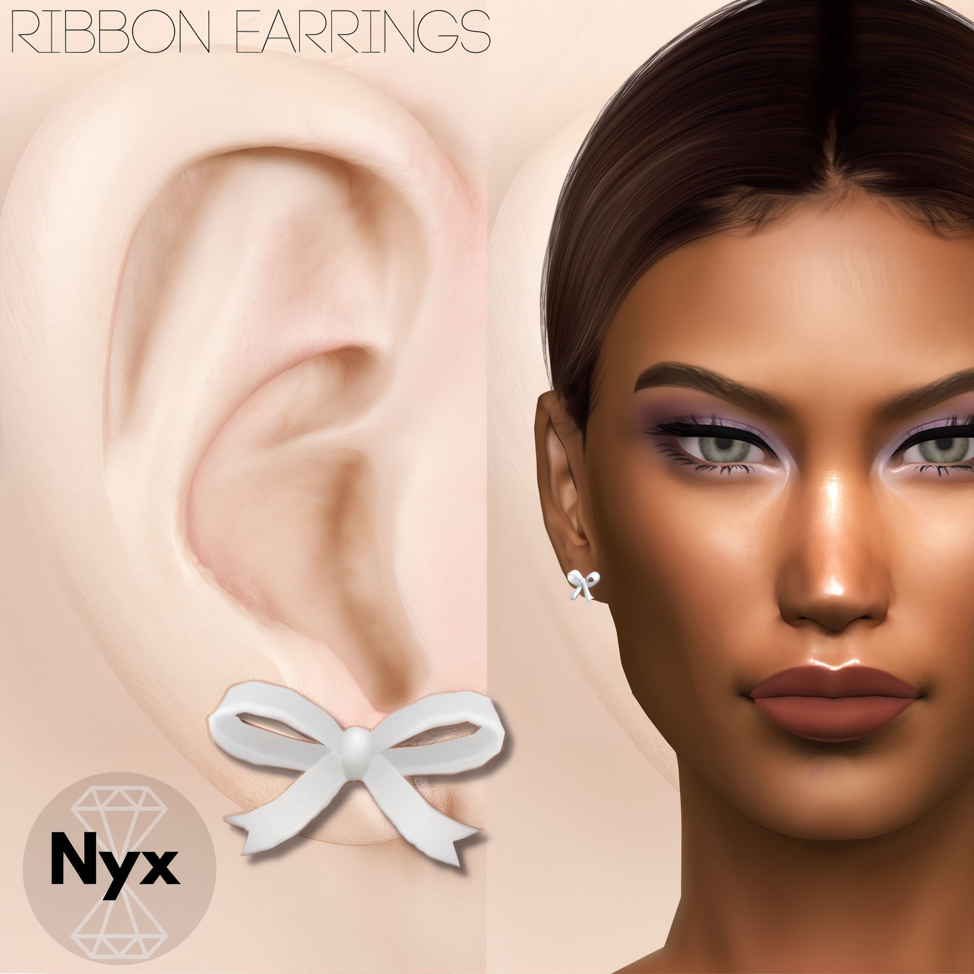 Ribbon earrings mod for The Sims 4 