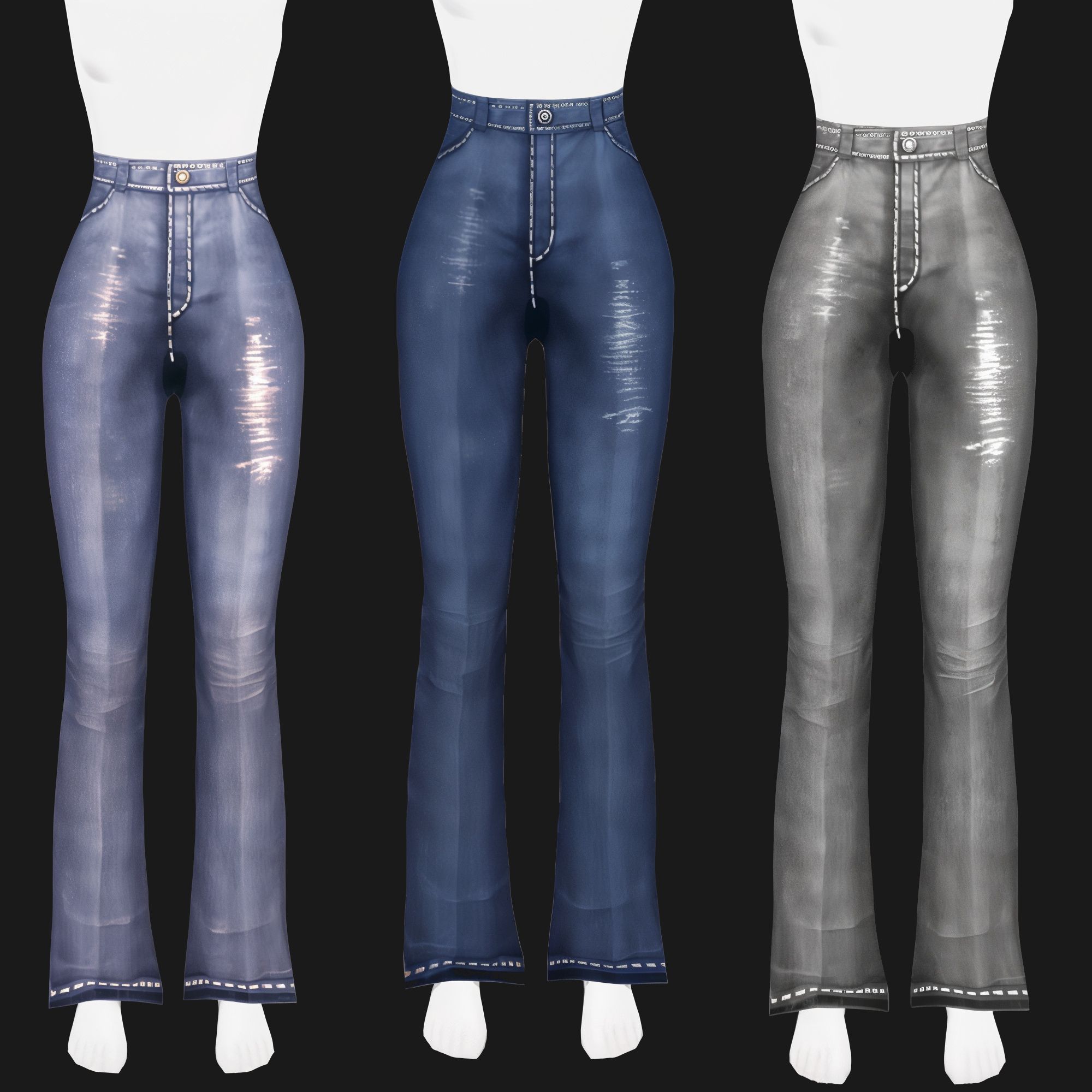 Denim jeans High Waisted Wide Leg mod for The Sims 4 