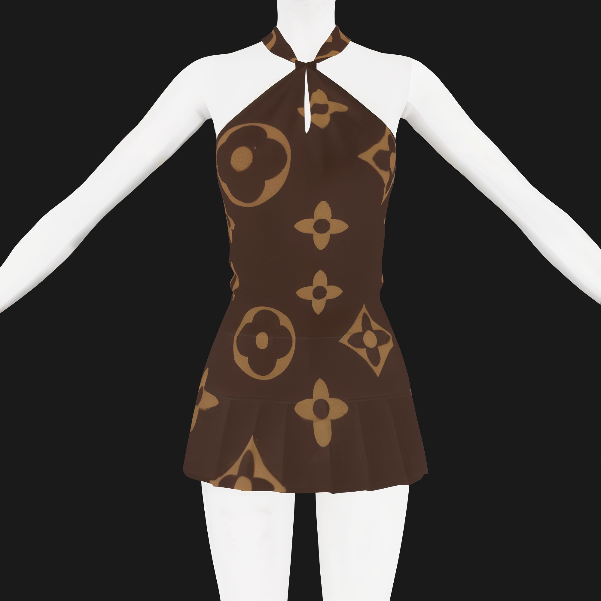 Louis Vuitton floral dress mod for The Sims 4 