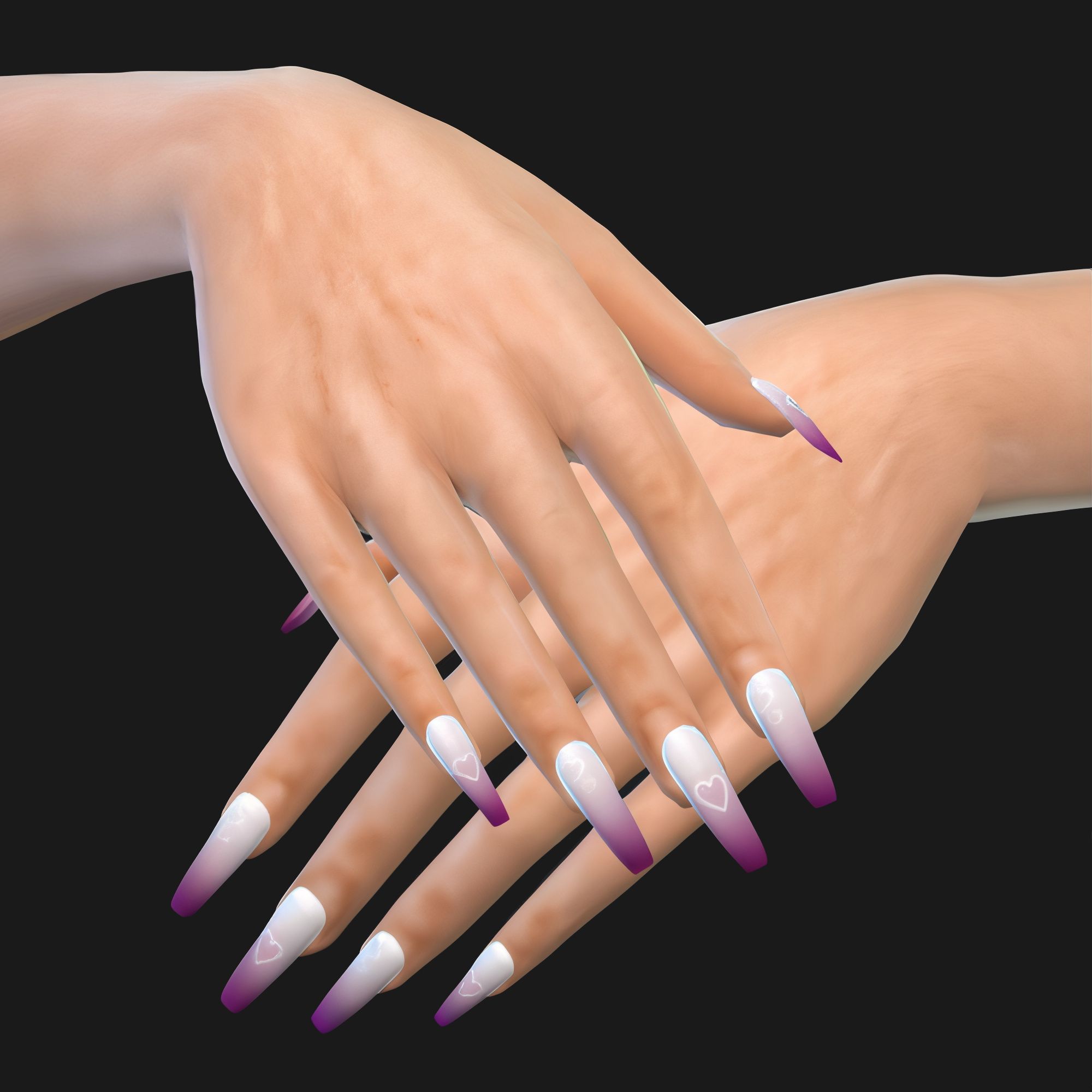 Pink heart long nails mod for The Sims 4 