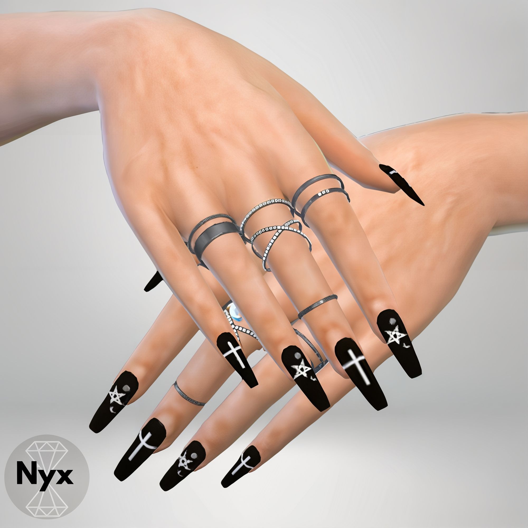 Goth nails set mod for The Sims 4 