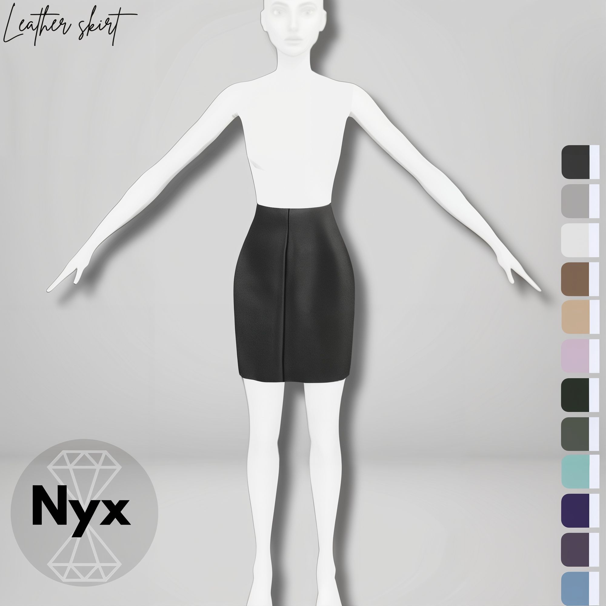 Leather high-waist skirt mod for The Sims 4 