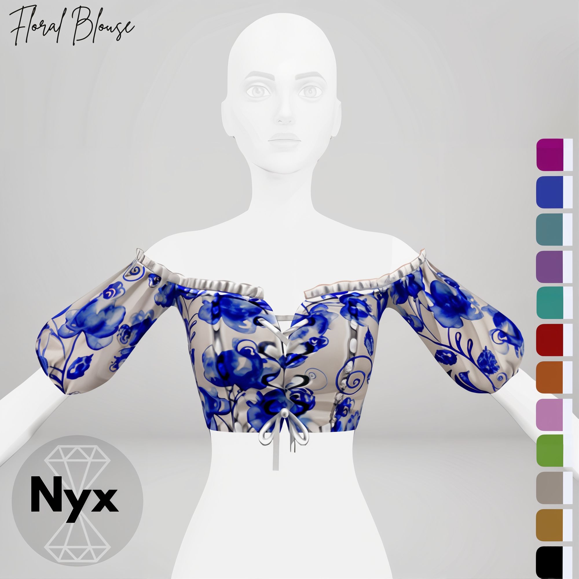 Lightweight Off-Shoulder Floral Blouse mod for The Sims 4 