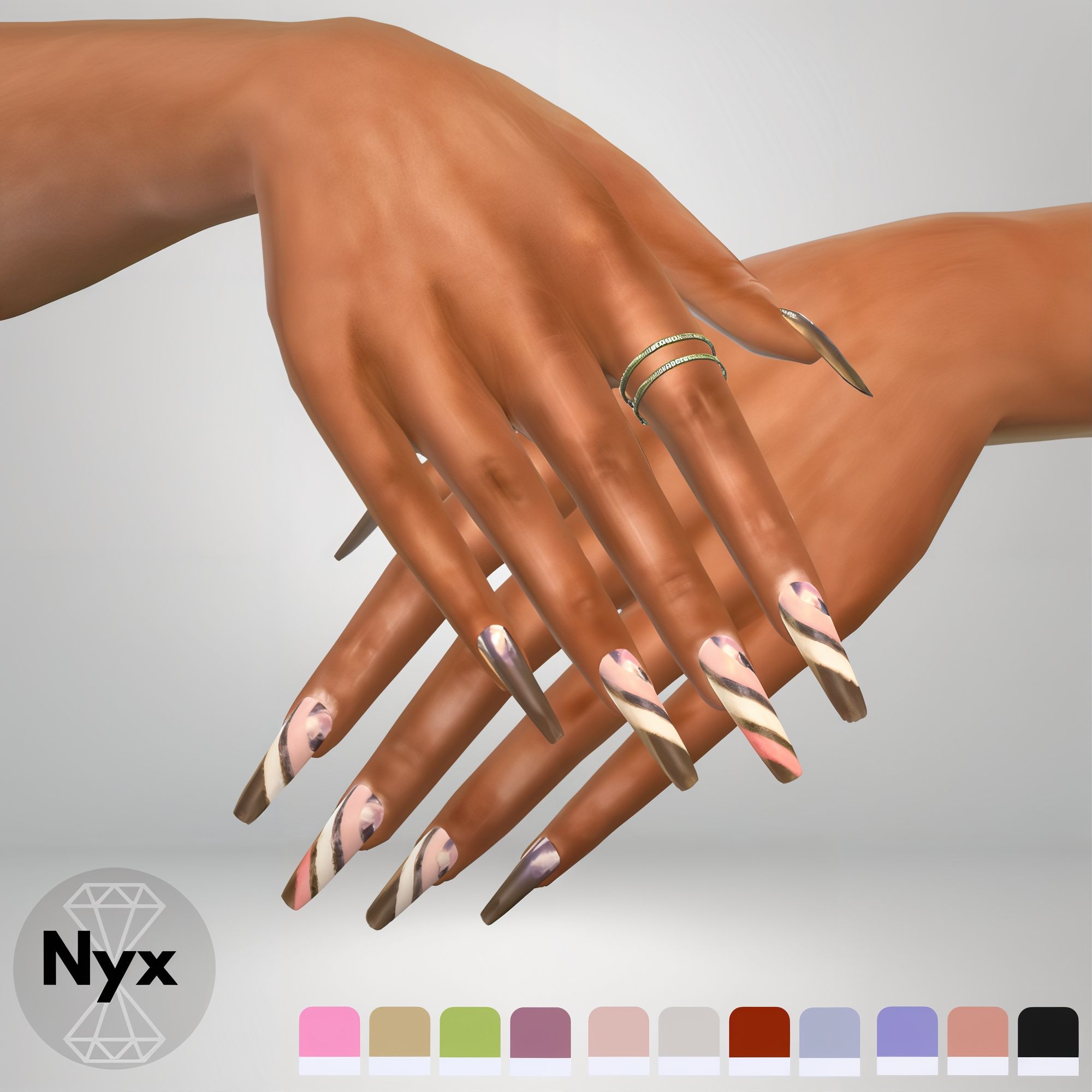 Abstract nails set 07 mod for The Sims 4 