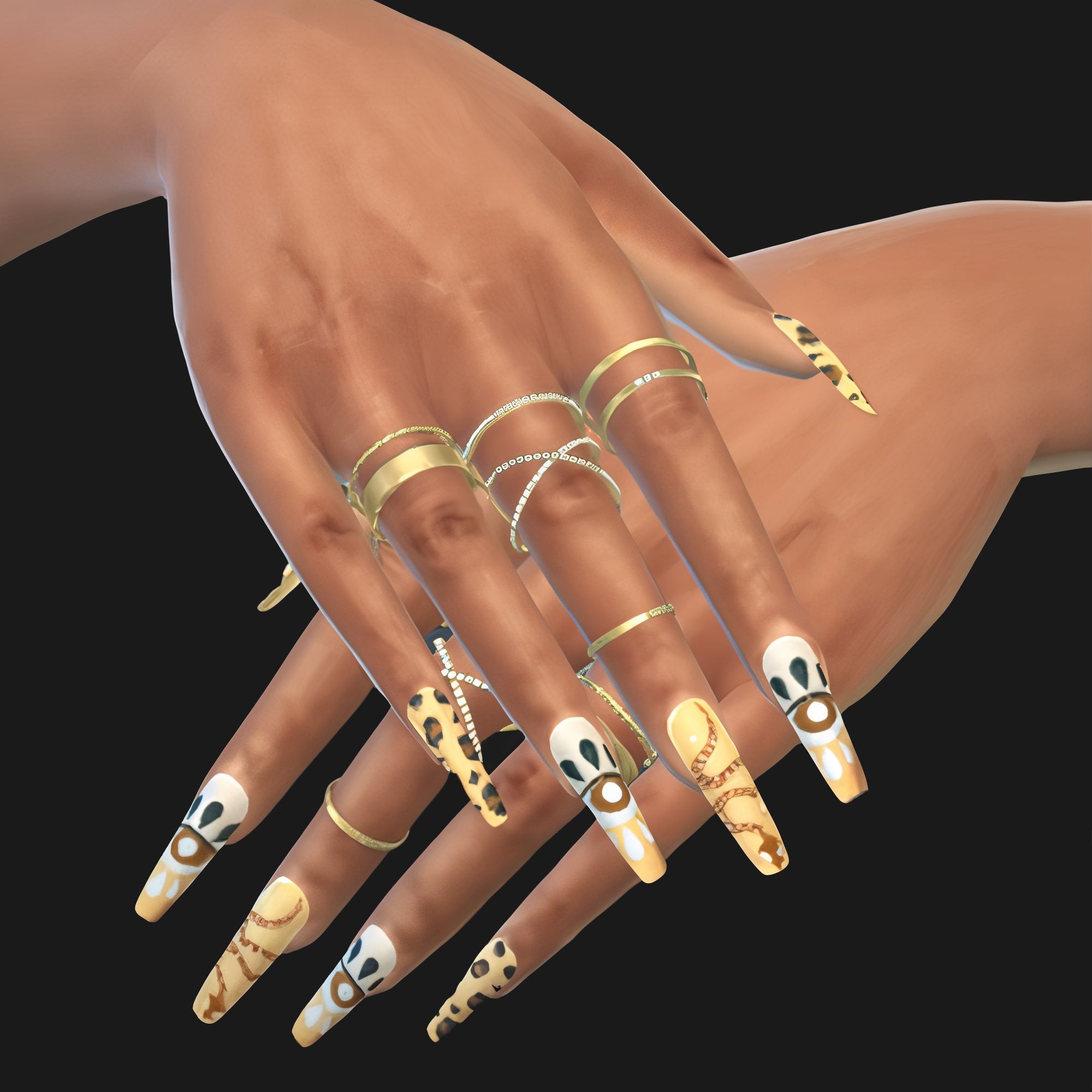 Abstract nails set 12 mod for The Sims 4 