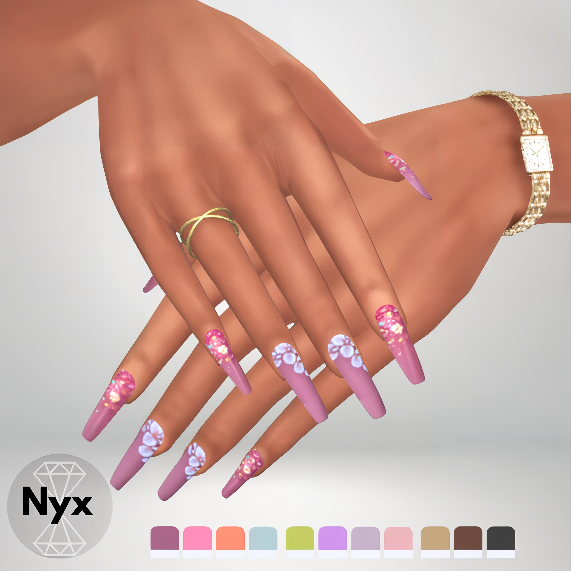 Glitter nails set 17 mod for The Sims 4 