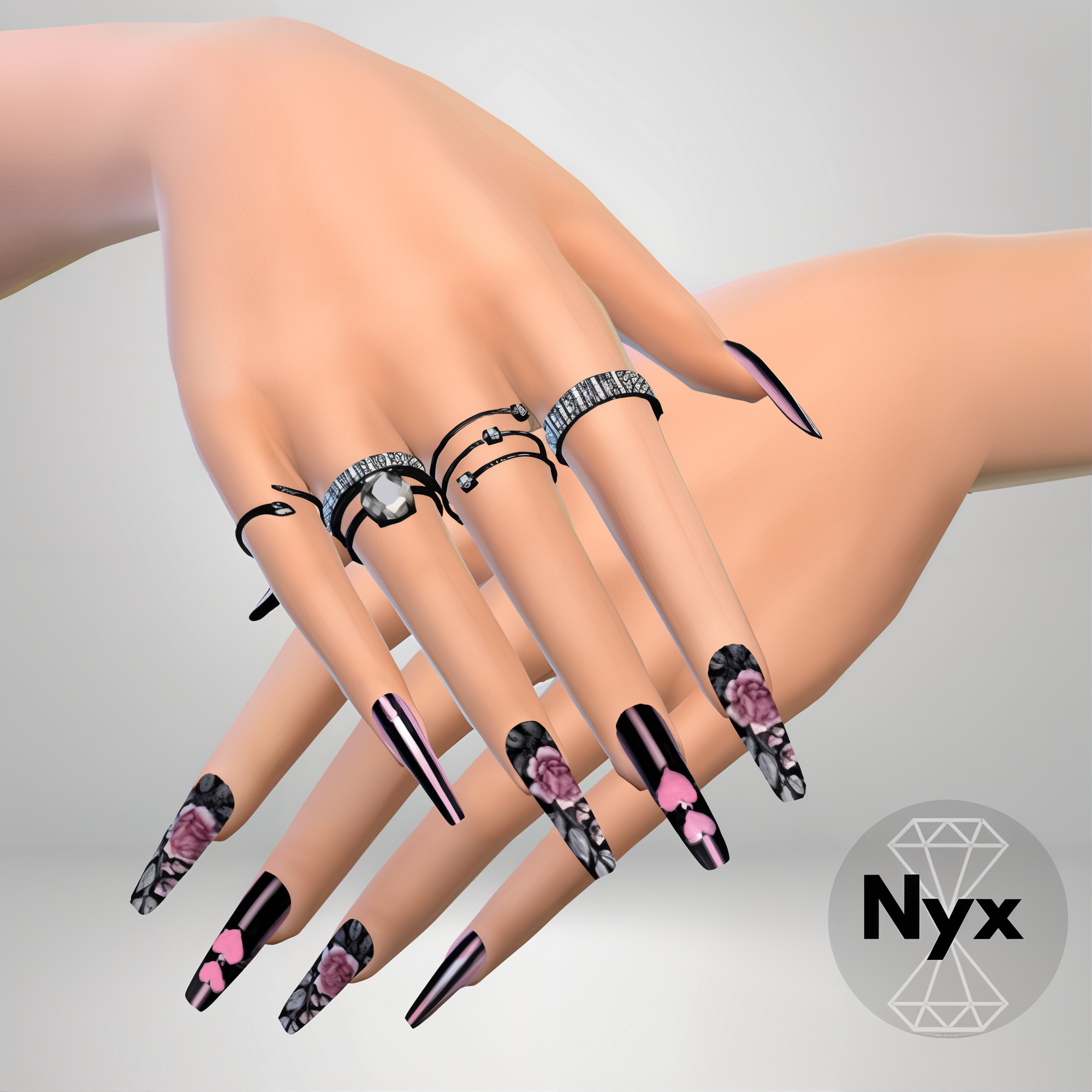 Goth nails set 84 mod for The Sims 4 