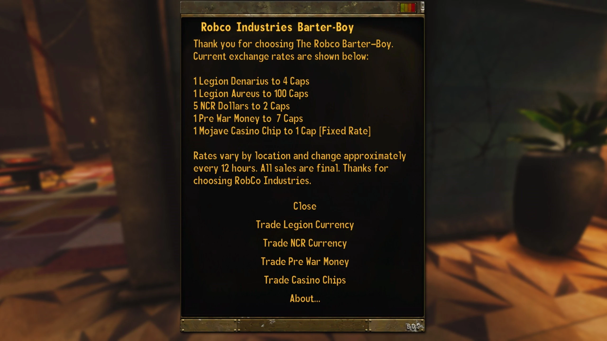 Barter-Boy Currency Conversion Terminals mod for Fallout: New Vegas