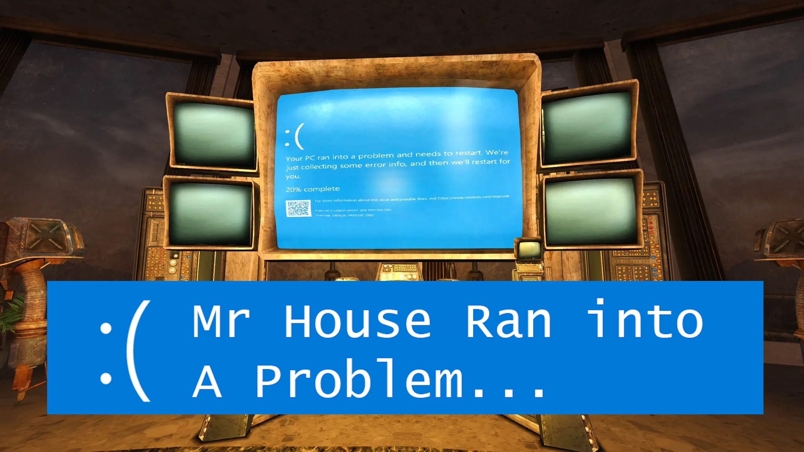 Mr House - but he bluescreens when you kill him mod for Fallout: New Vegas