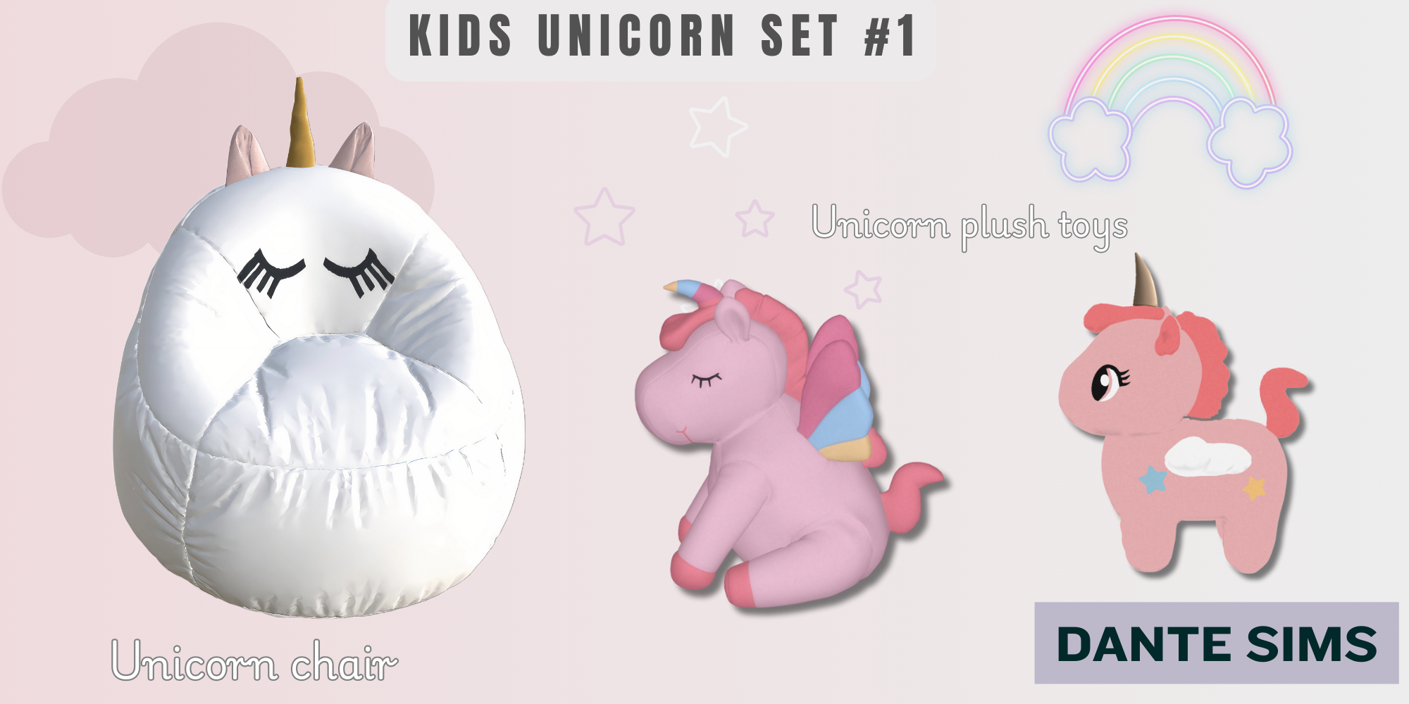 Kids unicorn set 1 mod for The Sims 4 