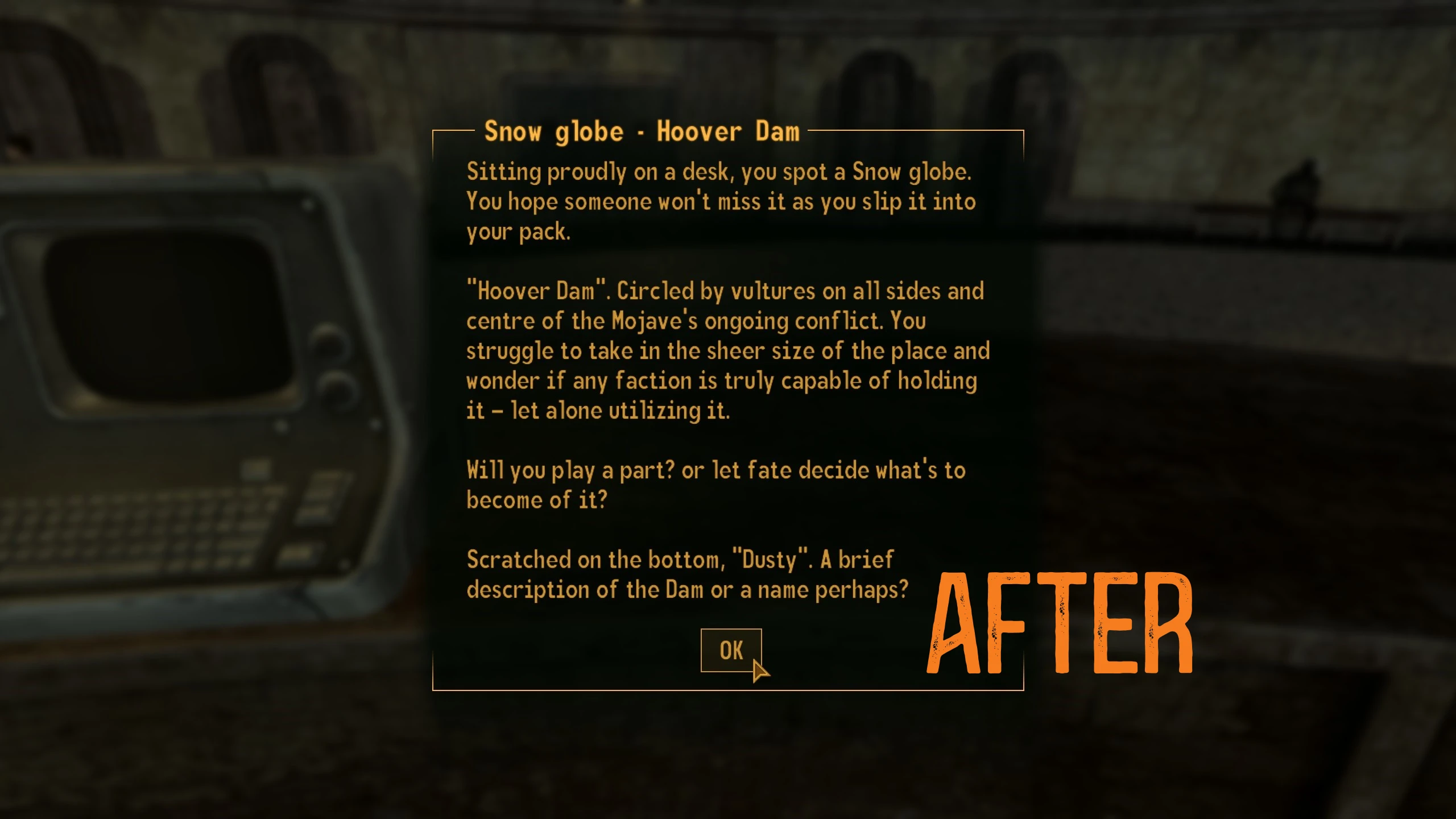 Snowglobe Flavour Text mod for Fallout: New Vegas
