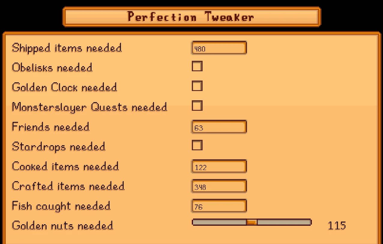 Perfection Tweaker mod for Stardew Valley