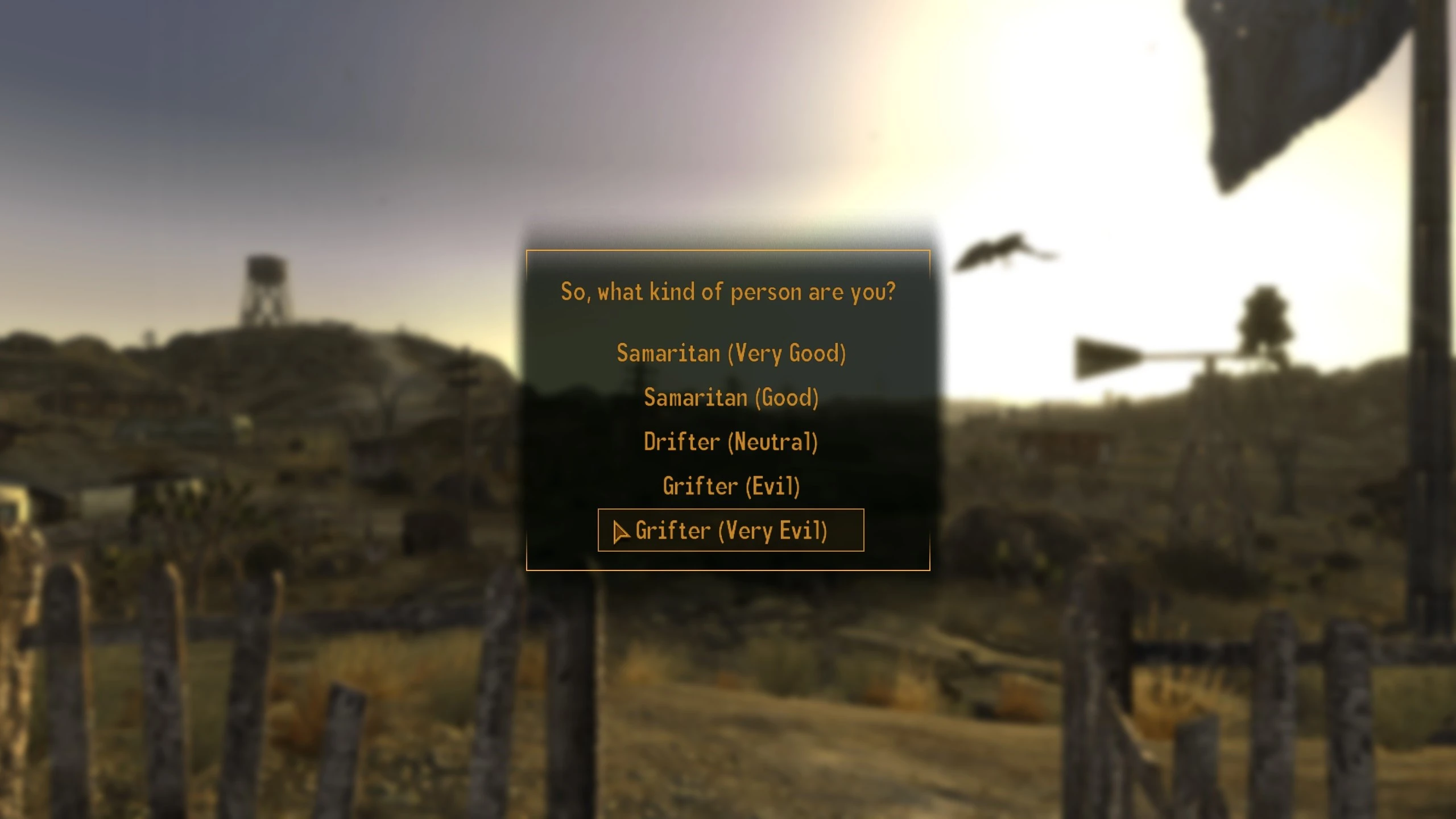 Selectable Starting Karma mod for Fallout: New Vegas