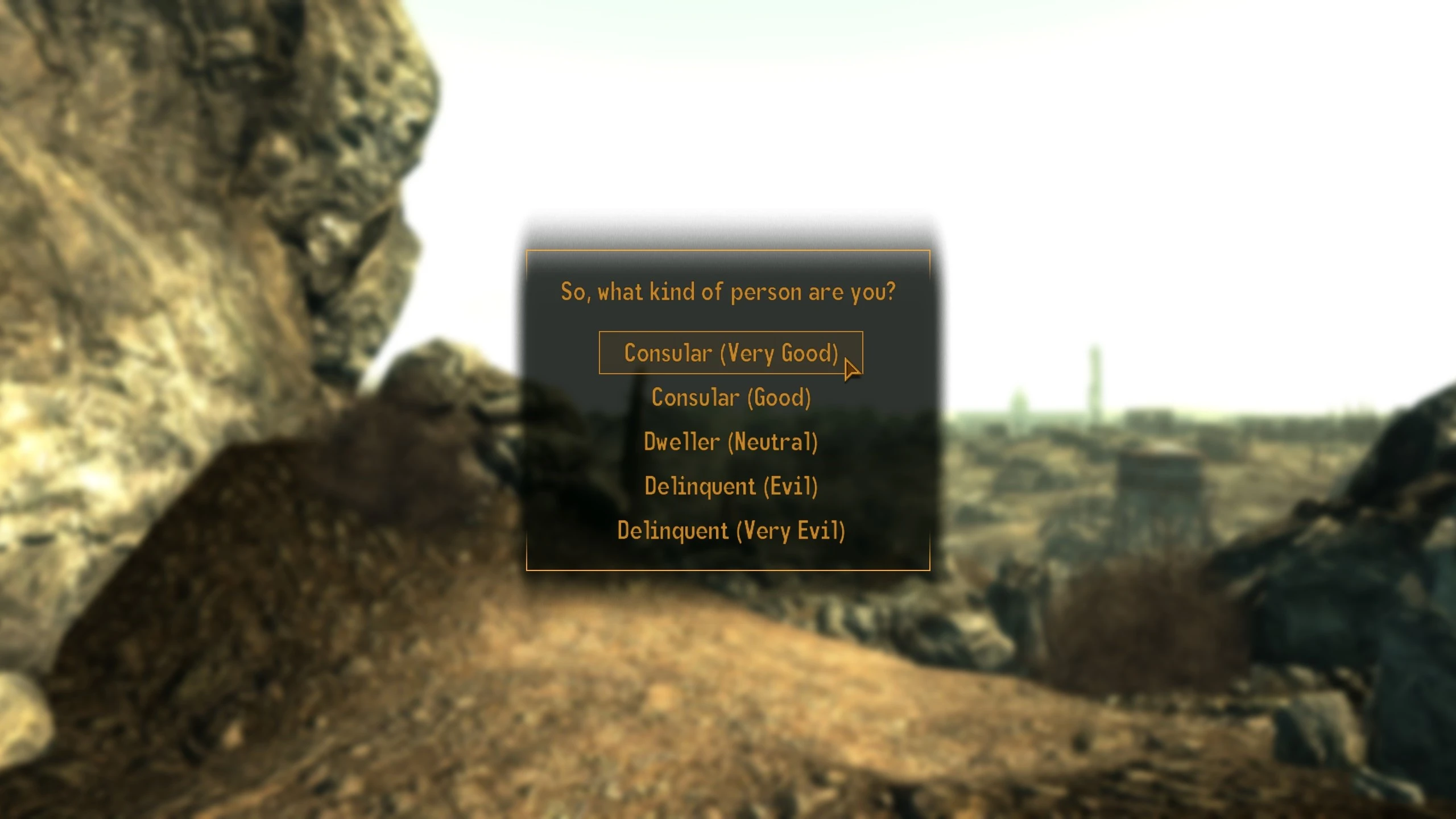 Selectable Starting Karma mod for Fallout: New Vegas