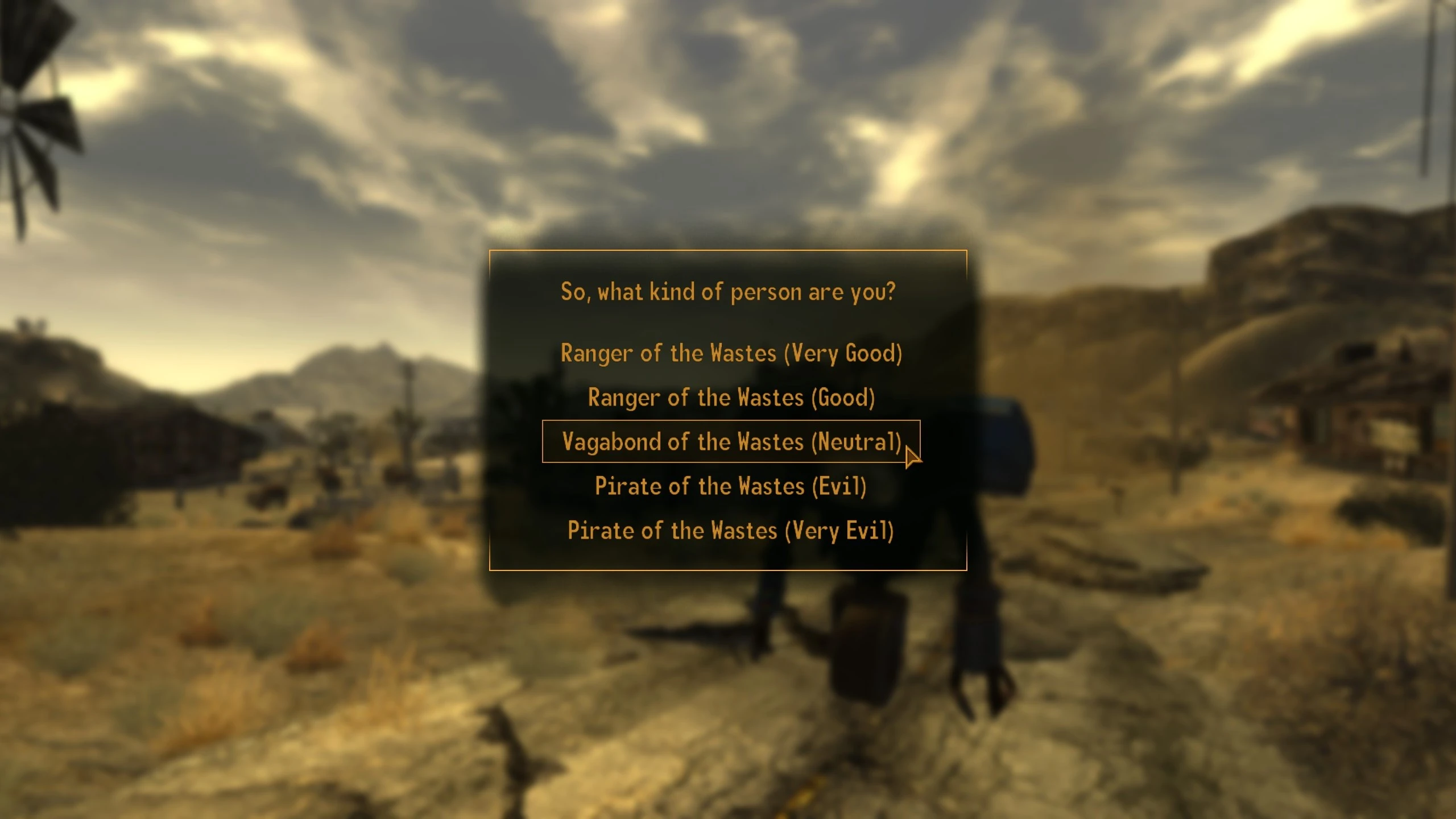 Selectable Starting Karma mod for Fallout: New Vegas
