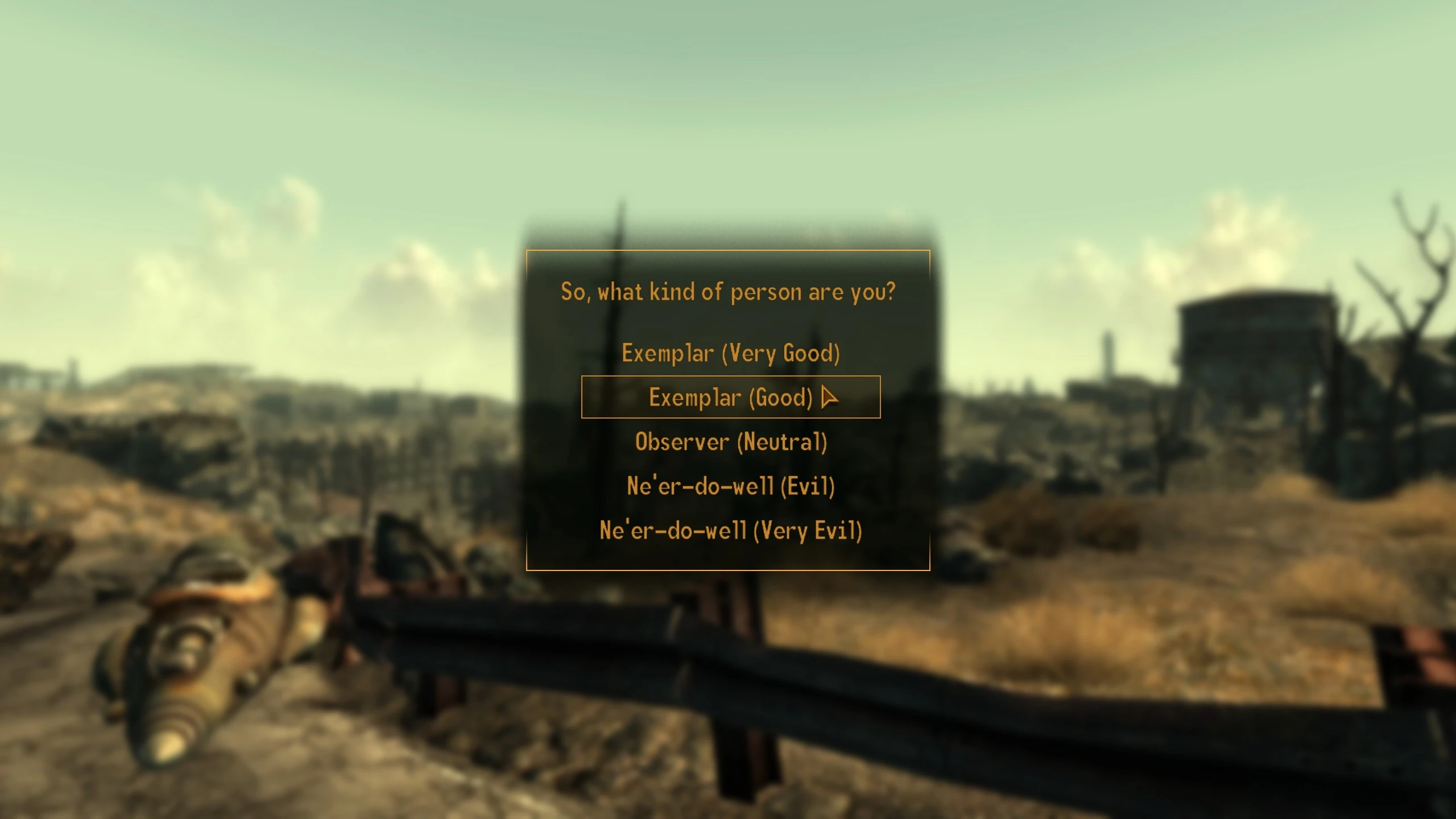 Selectable Starting Karma mod for Fallout: New Vegas