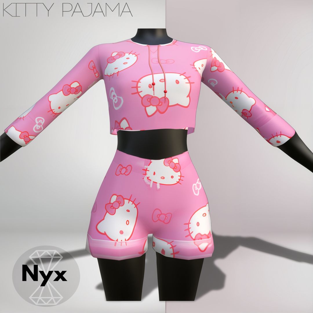 Hello kitty pajama mod for The Sims 4 