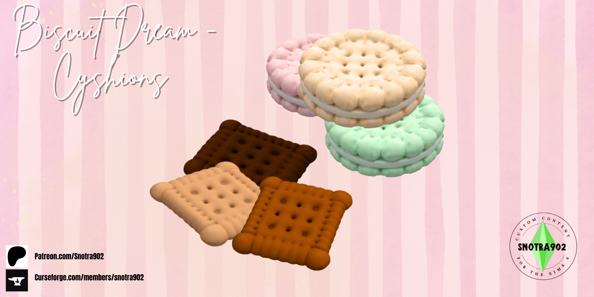 Biscuit Dream - Cushions mod for The Sims 4 