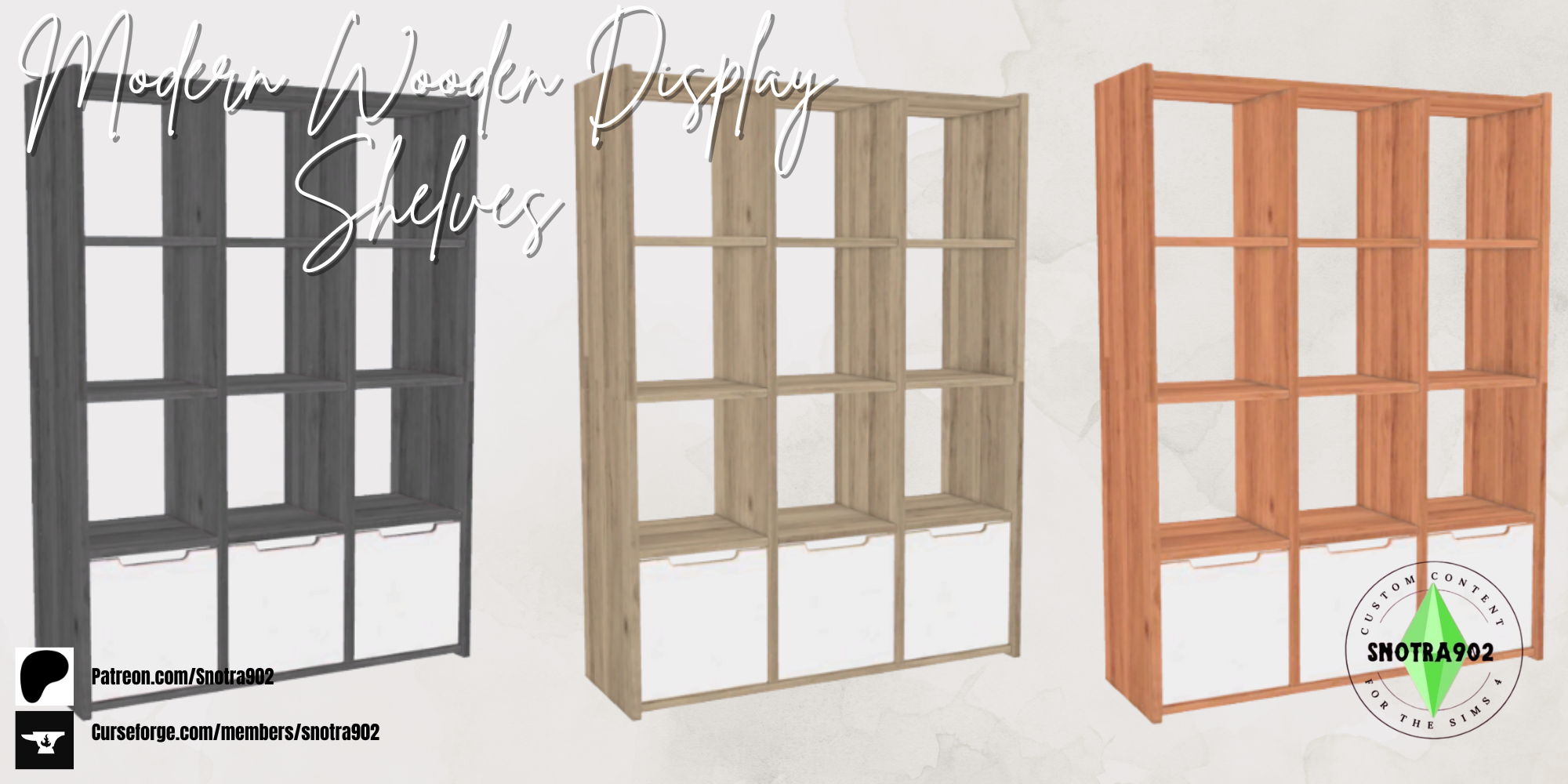 Modern Wooden Display mod for The Sims 4 