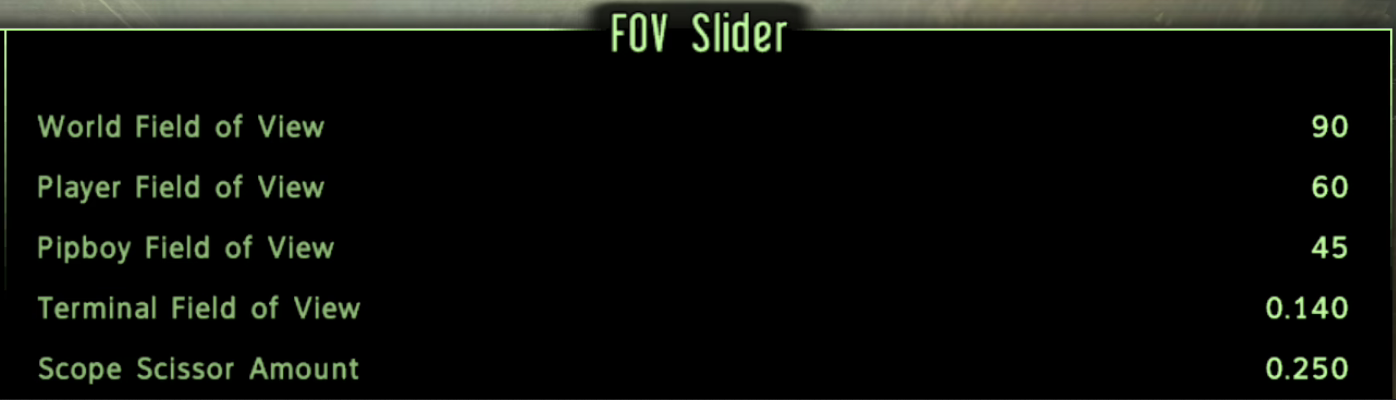 FOV Slider mod for Fallout: New Vegas