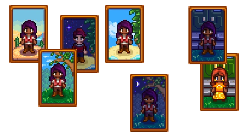 Lumisteria Farmer Backgrounds mod for Stardew Valley