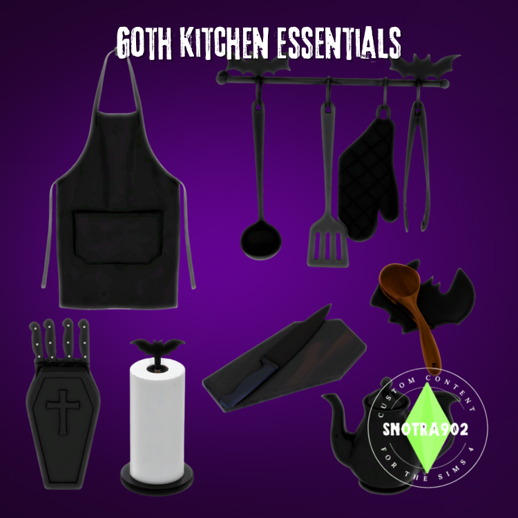 Goth Kitchen Essentials mod for The Sims 4 