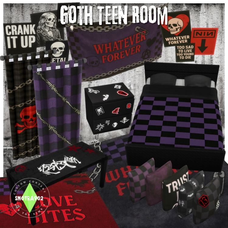 Goth Teen Room mod for The Sims 4 