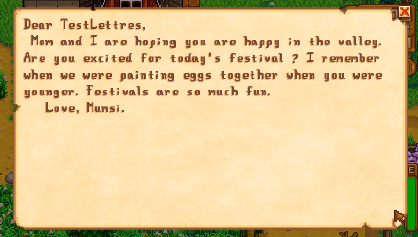 Lumisteria Letters From Parents mod for Stardew Valley