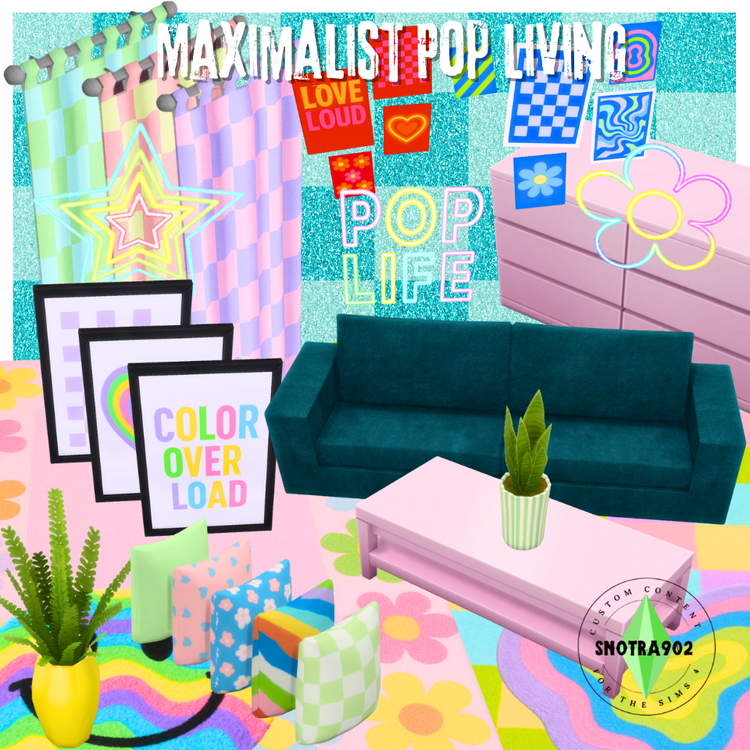 Maximalist Pop Living mod for The Sims 4 