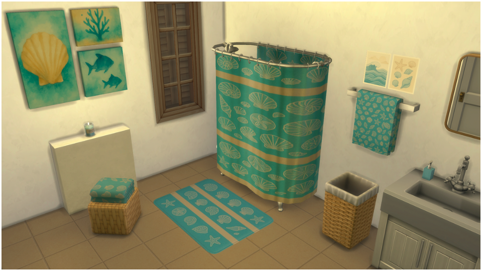 Ocean Vibes Bathroom mod for The Sims 4 