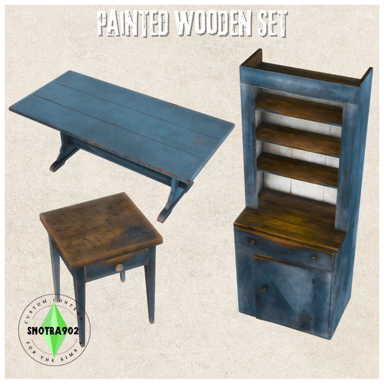 Painted Wooden Set mod for The Sims 4 