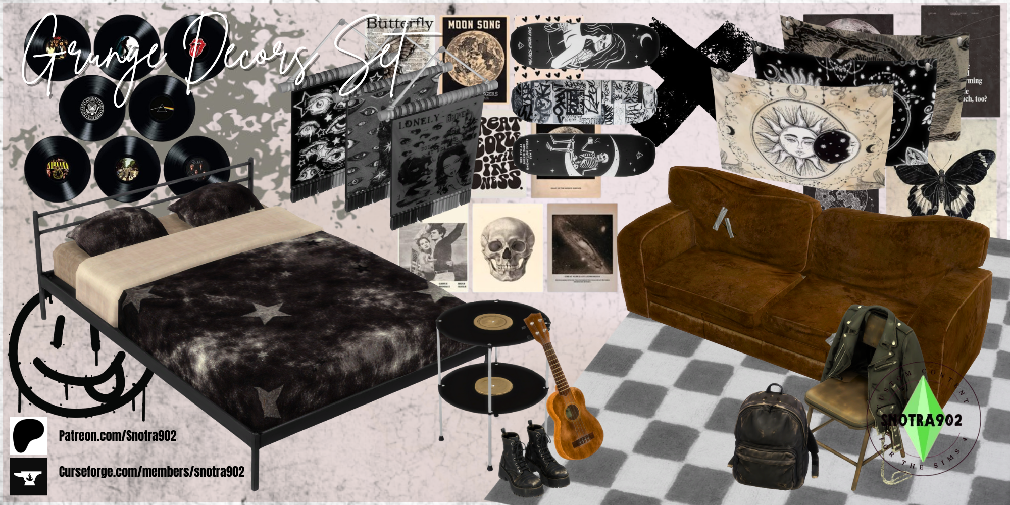 Grunge Decors Set mod for The Sims 4 