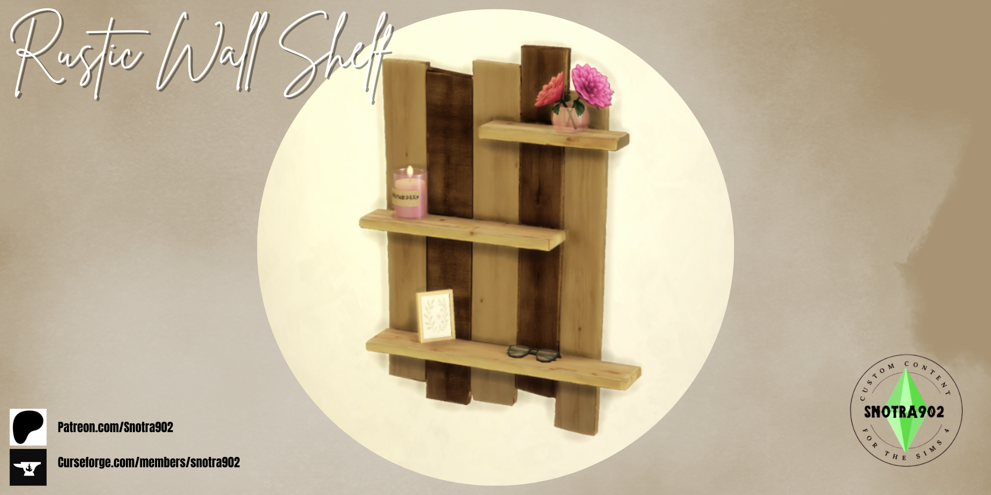 Rustic Wall Shelf mod for The Sims 4 